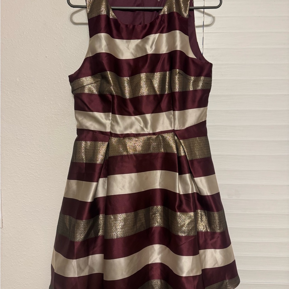Striped Burgundy and Gold Dress